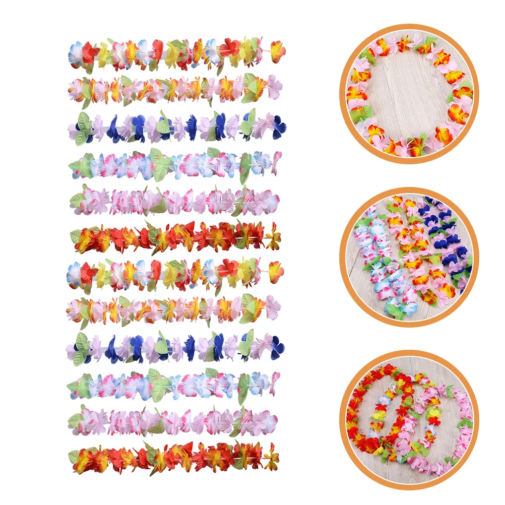 

12pcs Garland Combination Lifelike Flower Wreaths Hawaiian Lei Handmade Costume Accessory Party Decoration Headband for Adults