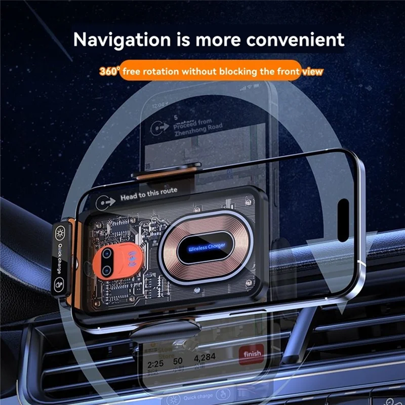 A88X 120 ワットカーマウント電話ホルダー赤外線センスエアベントクリップ 15 ワット車のワイヤレス充電器磁気 Huawei 社