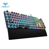 AULA F2088 Mechanical Keyboard Retro Punk Round Keycaps Gaming Keyboard for PC Laptop Tablet 104 Keys Wired RGB Backlit Keyboard