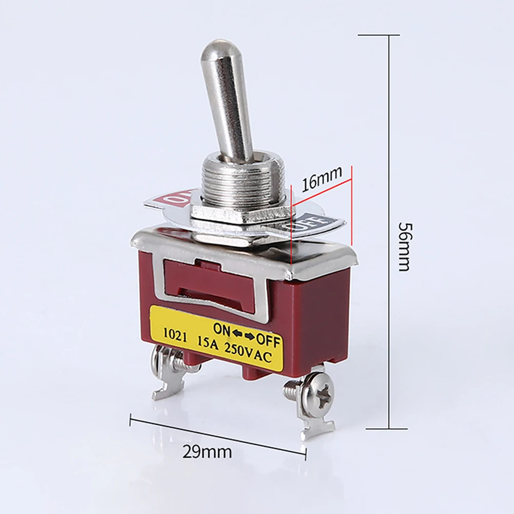 1pc E-TEN1021 15A 250V Toggle Switch 2 Pin 2 Position SPST Rocker Switch With Cap For Automotive Marine Industrial Use