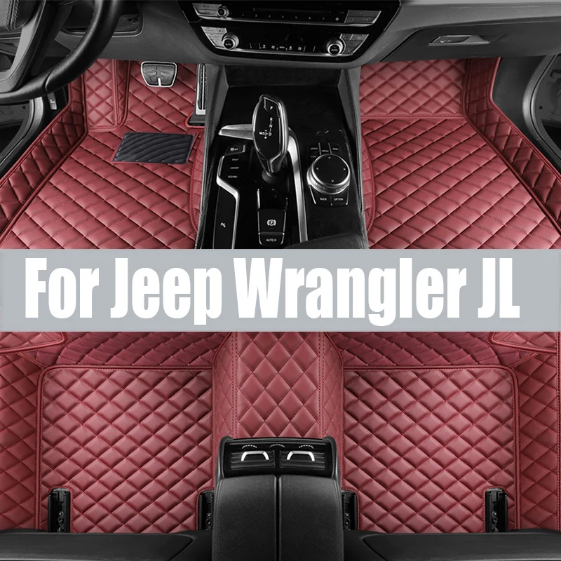 

LHD Car Floor Mats For Jeep Wrangler JL 4 Door 2020 2019 2018 Artificial Leather Carpets Custom Styling Car Interior trunk mat