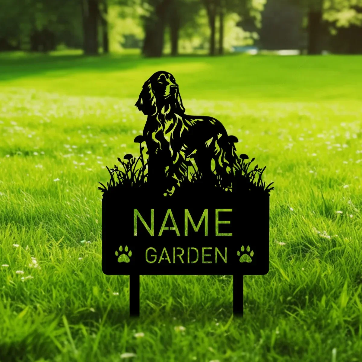 Custom Cocker Spaniel Dog Metal Memorial Garden Stake: Personalized with Name, A Touching Sympathy Decor for Pet Grave Markers