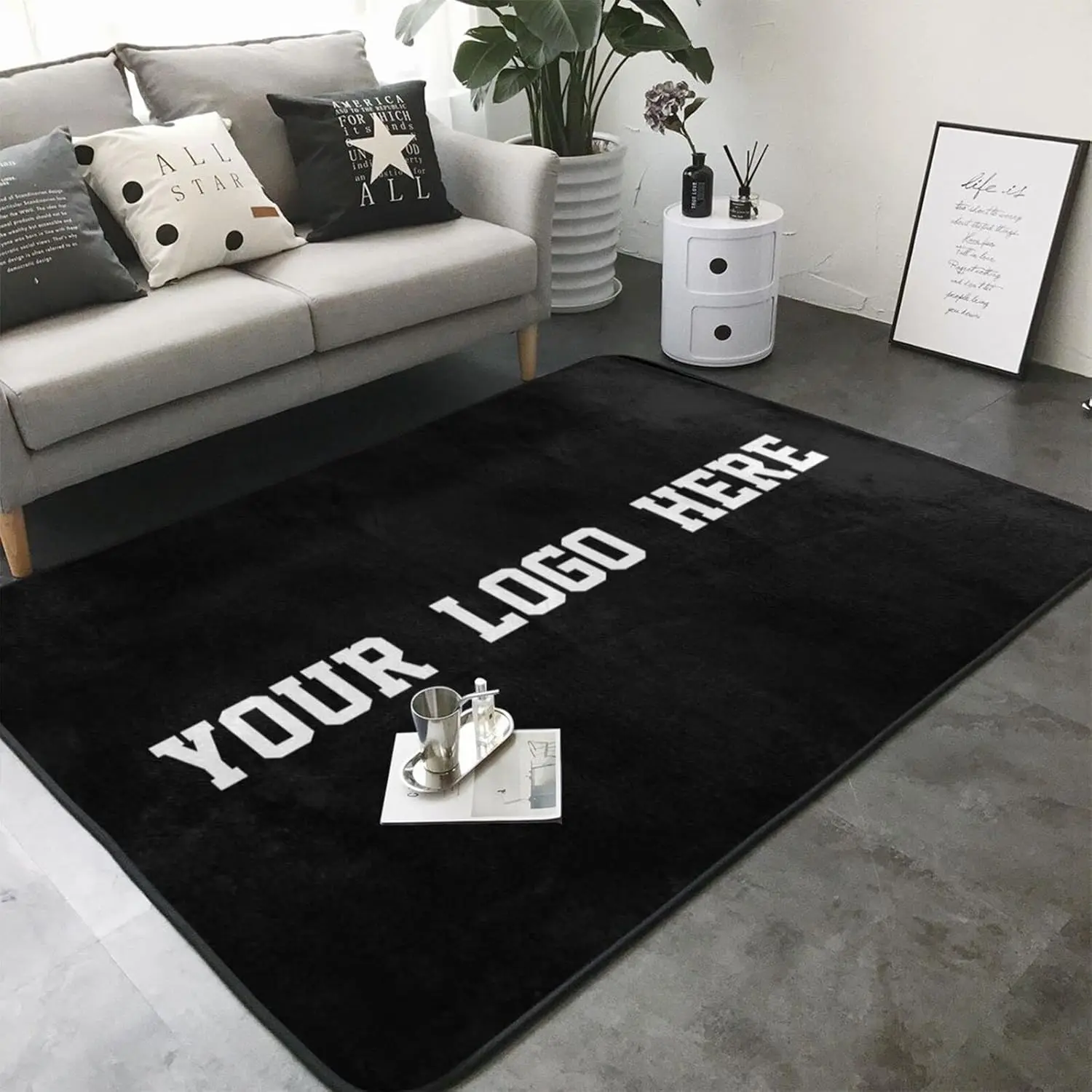 Custom Rug Personalized Area Carpet with Your Logo Image Text Photo, Anti Slip Washable Door Mat Decor for Bedroom Living Room