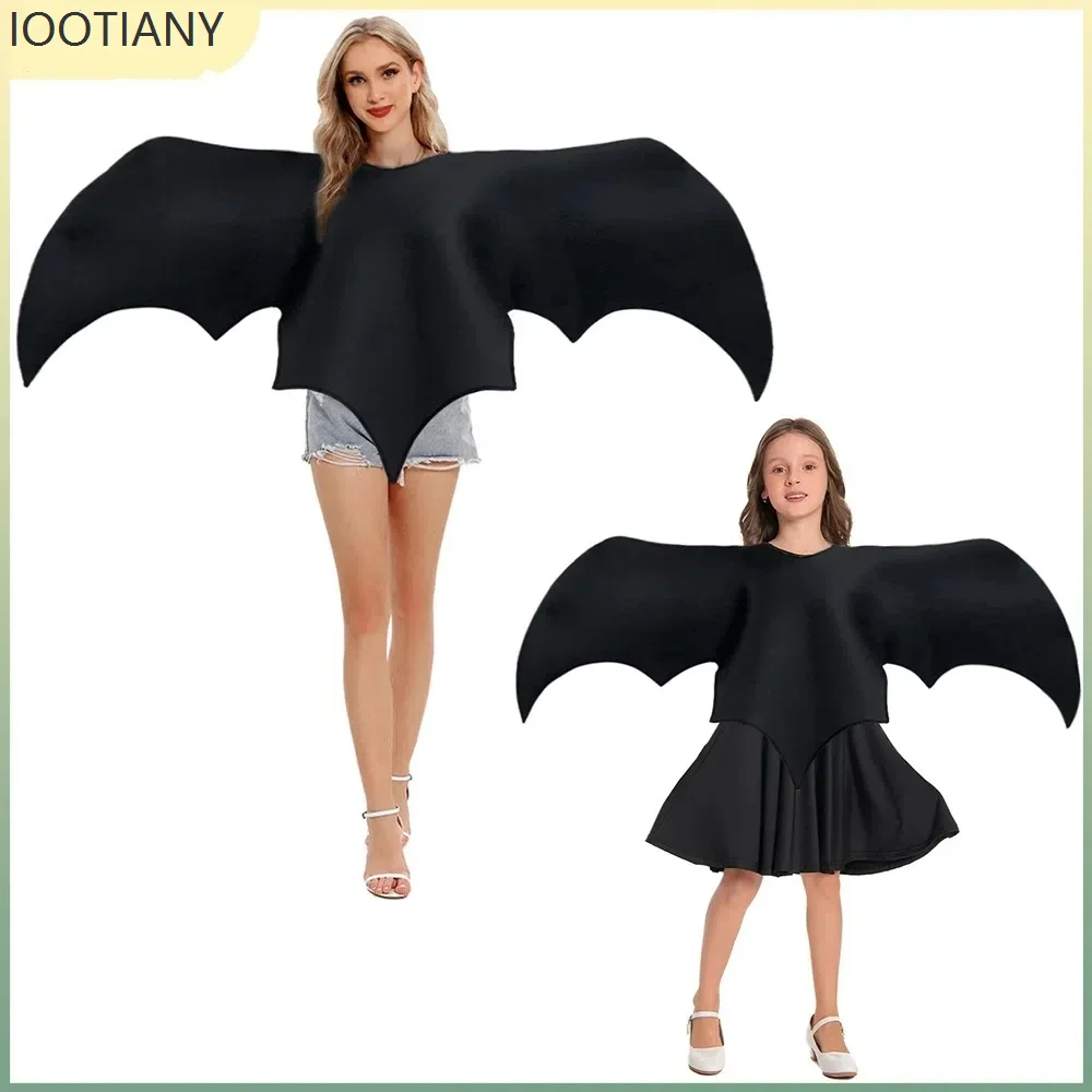 

IOOTANY Halloween Demon Wings Performance Costume Carnival Party Adult Children Cosplay Black Bat Wing Stage Costume Fun Cape