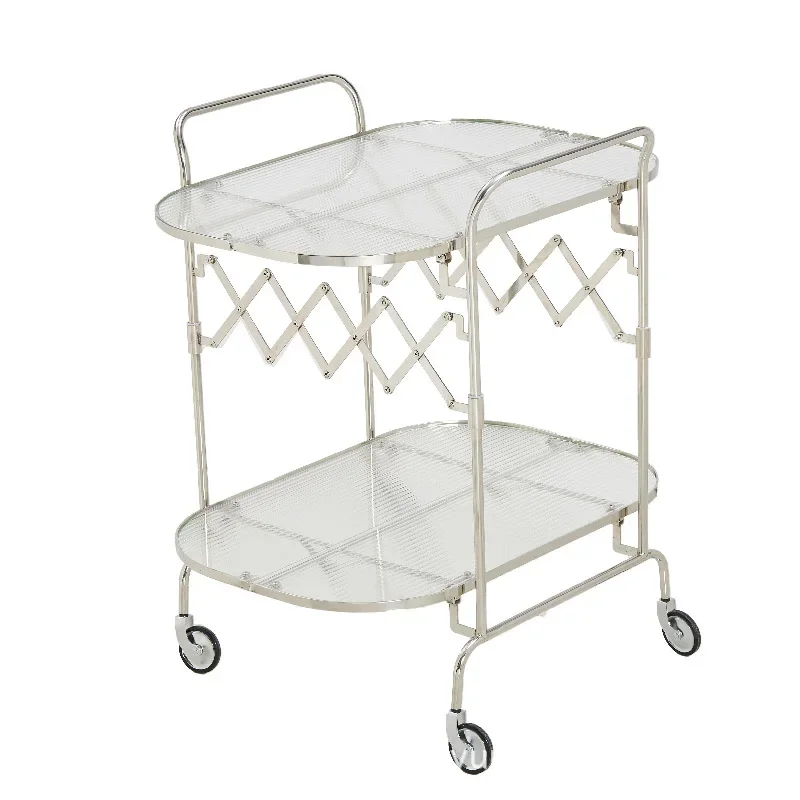 

Simple household mobile living room wine cart stainless steel ins medieval folding trolley coffee table