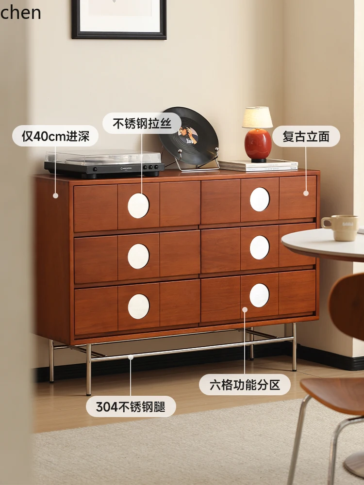 

ZML solid wood six-chest cabinet storage locker living room bedroom large capacity drawer cabinet