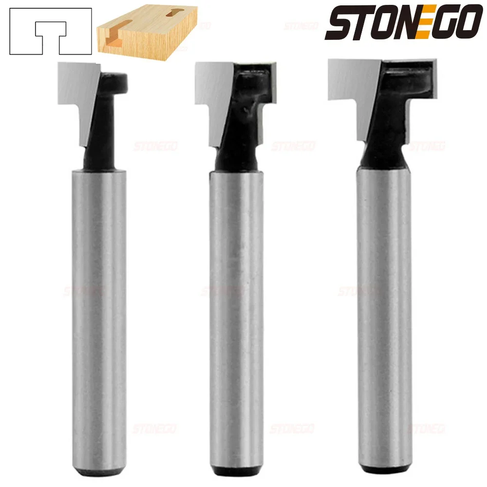 

STONEGO 1PC/3PCS 1/4" Shank 6.35mm Cutter Router Bit Hex Bolt Key Hole Bits T Slotting Milling Cutter for Wood Woodworking