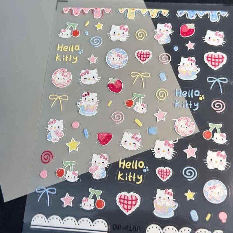 

Sanrio Hello Kitty наклейка для дизайна ногтей мультфильм аниме вишневый рельефный стикер для ногтей милый бантик студенческий Diy украшение чашки подарок для девочки