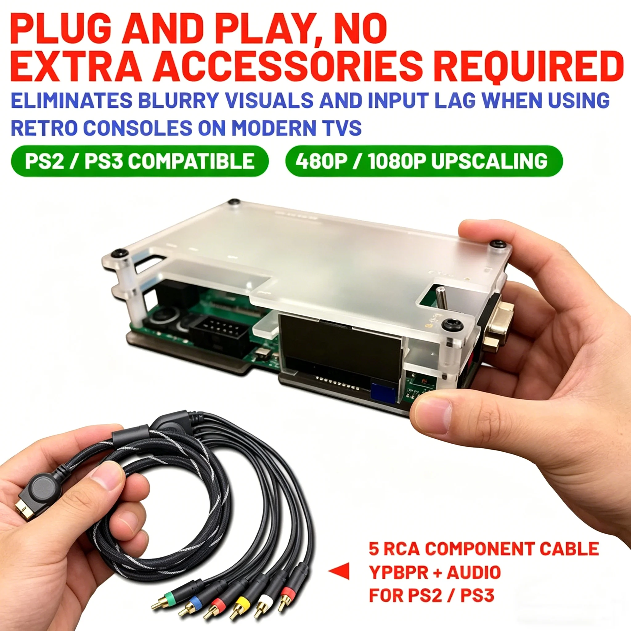 

Кабель 5RCA YPbPr для PS2, PS3, PS1, Xbox, NGC, ретро-игровых консолей, конвертер OSSC HDMI, HD-видео и аудио-кабель