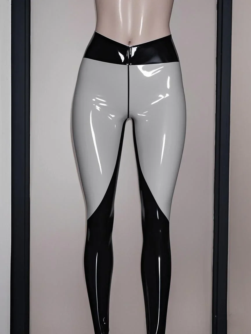 

Latex Rubber Gummi Catsuit pants Cosplay Purely handmade Party Fashion pants Black&White Halloween costume party