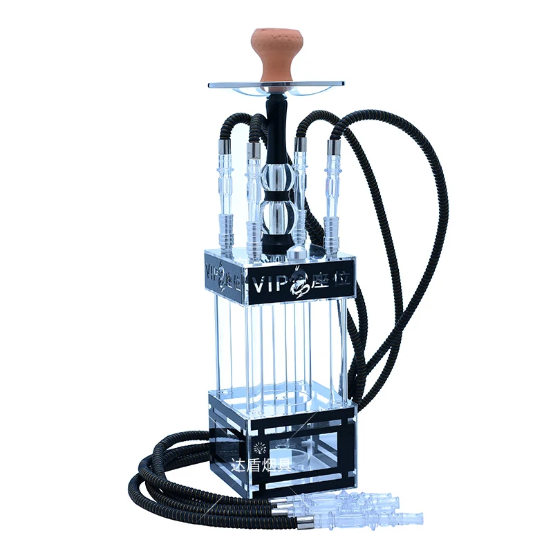 Complete set of hookah with dual four tubes and lights