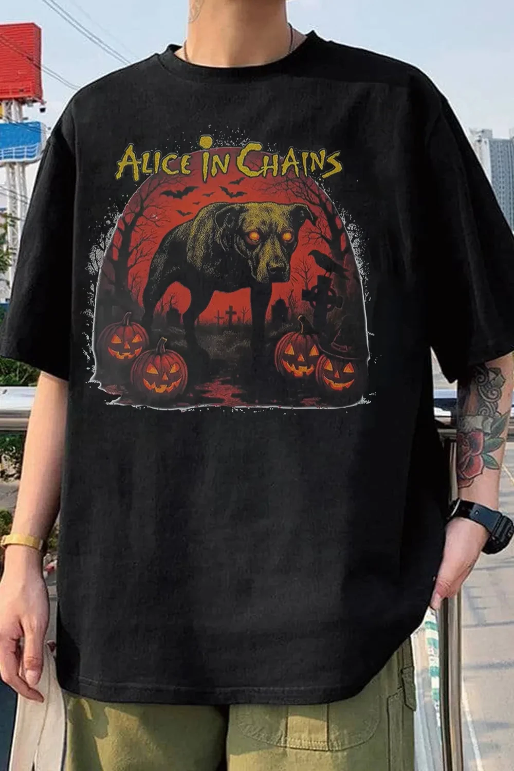 Camisetas Unissex de Algodão Alice in Chains 2026 - Gola Redonda, Manga Curta, Estilo Heavy Metal, Tamanhos Grandes
