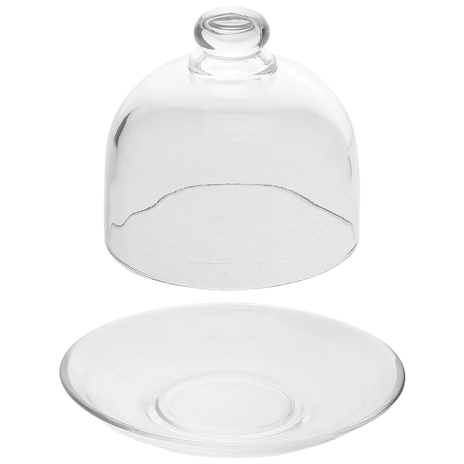 

Mini High Footed Glass Serving Platter Dustproof Lid Elegant Transparent Dessert Plate Snack Tray Pastry Fruit Display Tray