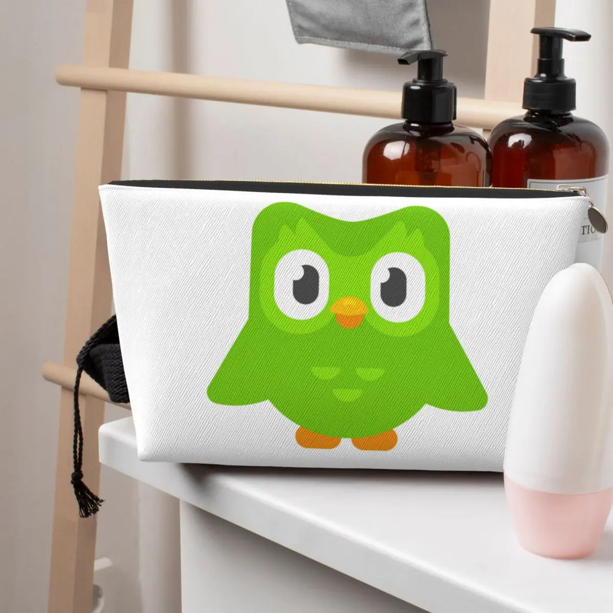 

Duolingo Owl Duo Women Cosmetic Bag Travel Makeup Organizer Pouch Toiletry Storage Dopp Kit Case