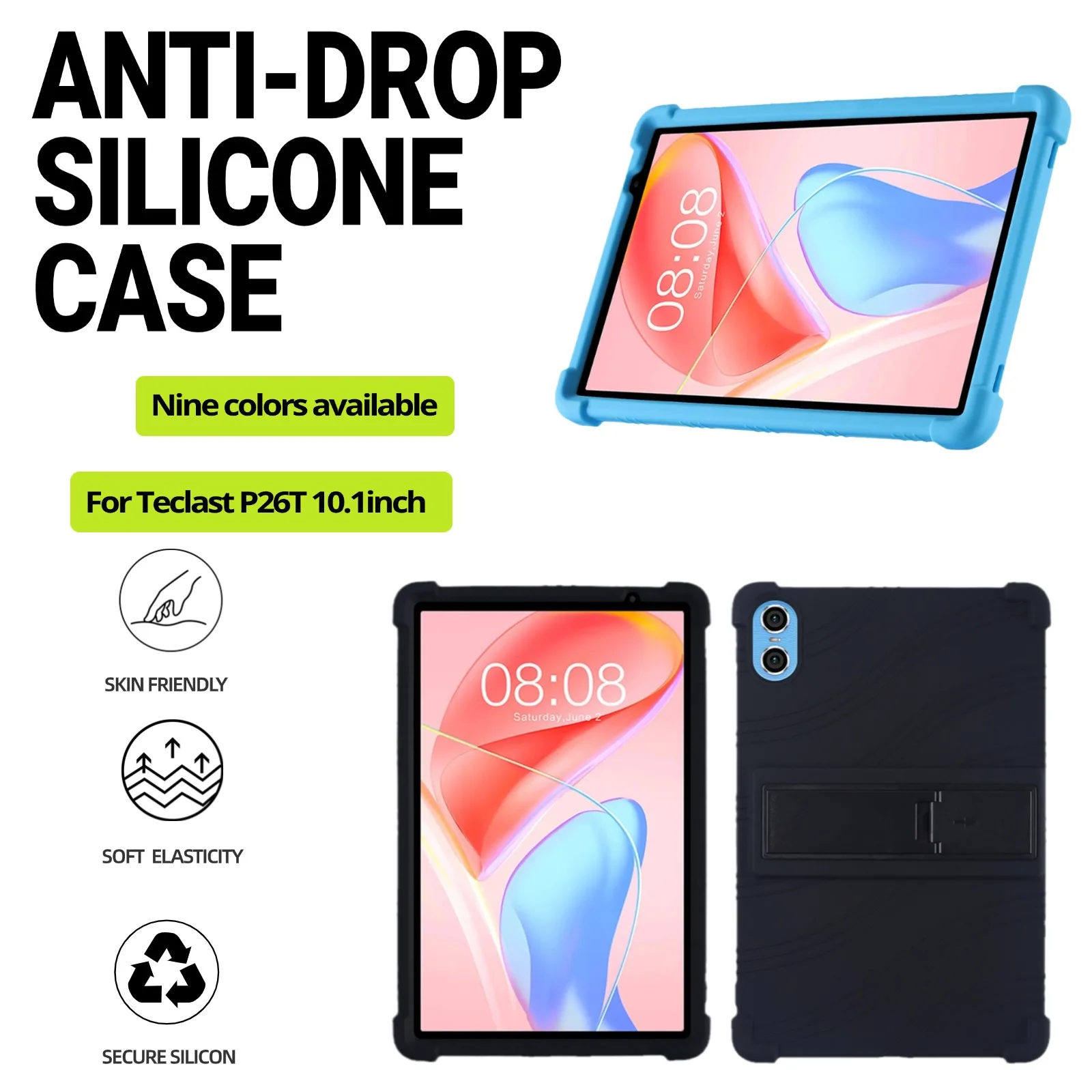 

Чехол для планшета Teclast P26T 10,1 дюйма, противоударный мягкий силиконовый защитный чехол с подставкой для Android 13, детский корпус