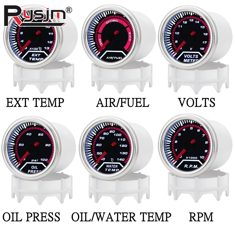 

52 мм Вольтметр температуры воды, масла, температуры масла, тахометр, датчик оборотов в минуту, соотношение воздуха и топлива, датчик EXT для автомобильных датчиков 12 Вольт
