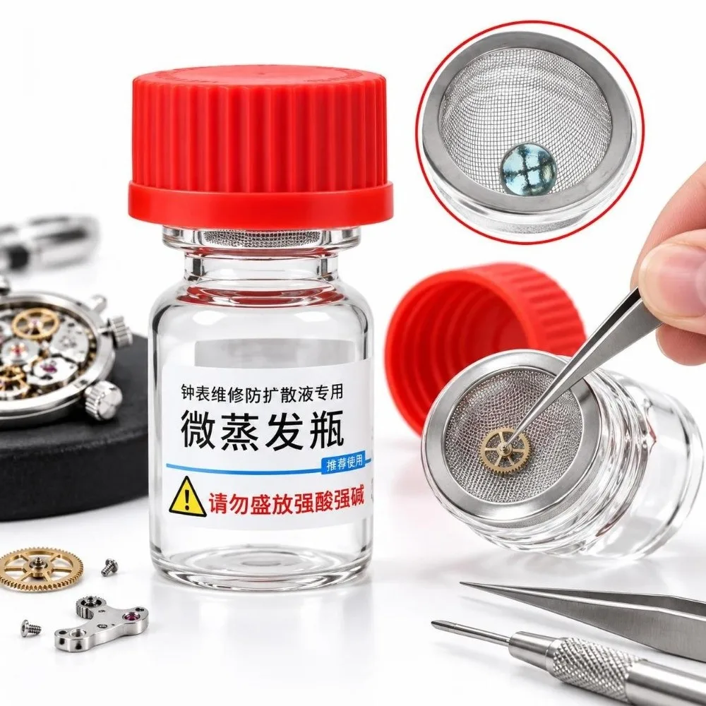 Mesh Anti Diffusion Watch Repair Bottle Glass Screw Cap Liquid Bottle Sealing Tool Special Oil Container Sealed
