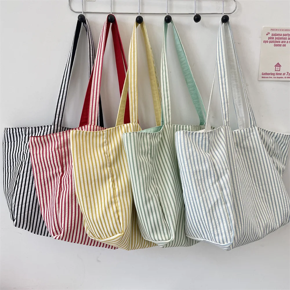 Sac fourre-tout double face Dopamine, trousse de maquillage pour rouge à lèvres, sac de voyage décontracté à bandoulière simple, sac de rangement pour lettres colorées rayées