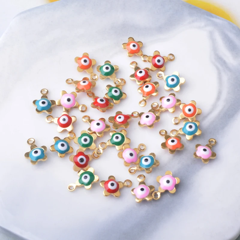 30 Stück beidseitig emaillierte Pflaumenblüten-Anhänger, Mini-Augen-Anhänger für die Schmuckherstellung, Ohrringe, Halsketten, Armbänder – Detail 3