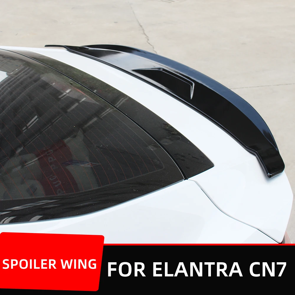 

For Elantra CN7 2020 21 22 23 Rear Trunk Lid Car Spoiler Wings ABS Black Carbon Pattern Exterior Tuning Upgrade Accessories