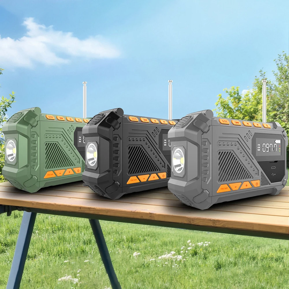 Emergency Hand Crank Radio Solar Radio Multi-Function Flashlight & SOS Alarm AM/FM/WB Radio for Outdoor Camping and Emergency