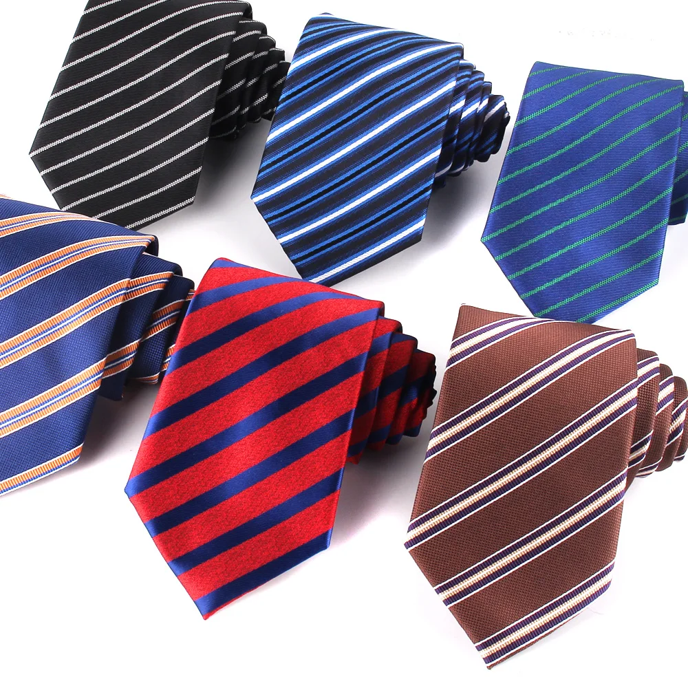 New Skinny Tie For Men Women Blue Striped Neck Tie For Party Business Casual Stripe Neckties Classic Suit Adult Slim Neck Ties