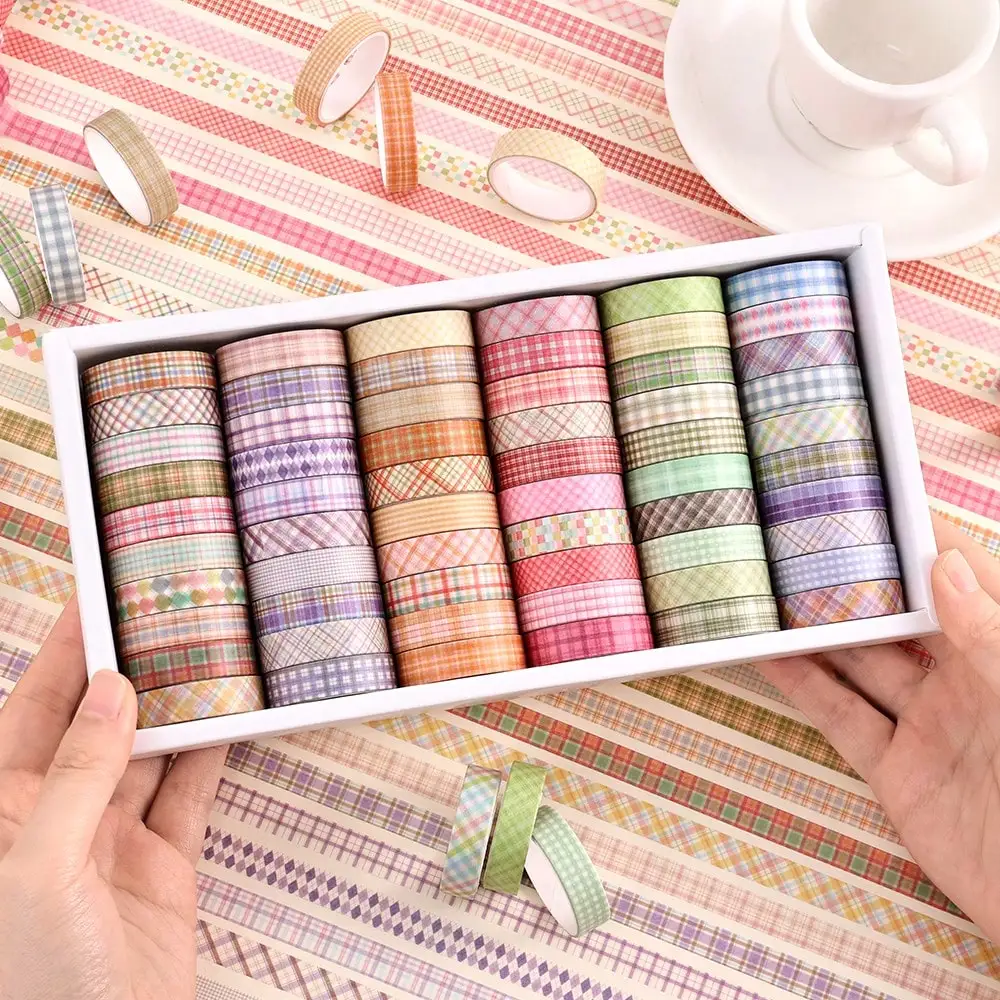 

60 рулонов, 0,4 дюйма, 2 м, подарочная коробка с лентой Washi, цветочный набор для скрапбукинга, DIY журнал-планировщик