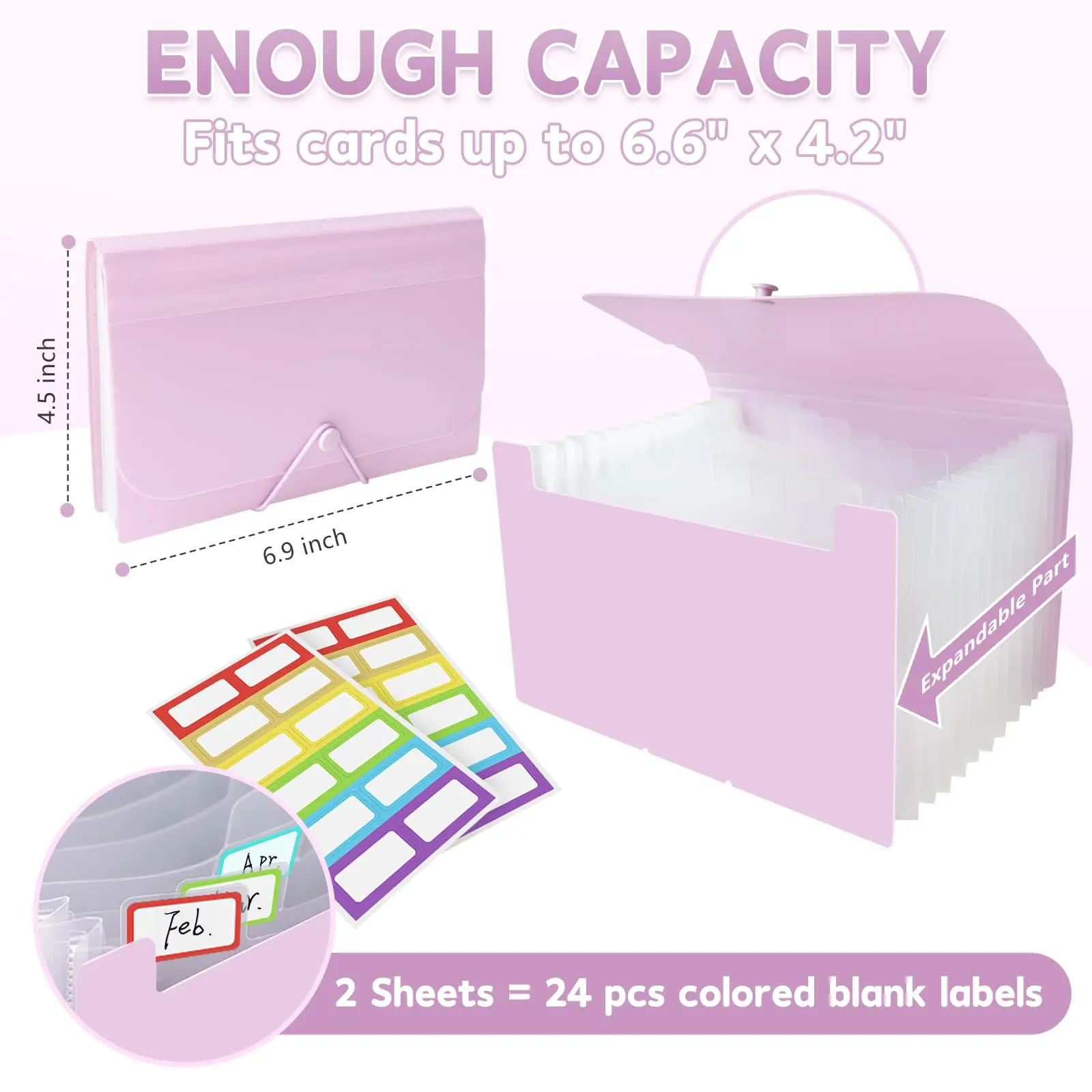 4x6 Index Card Holder Organizer Flash Note Card Storage Box, Purple,A6 File Case Flashcard Notecard Container with Dividers