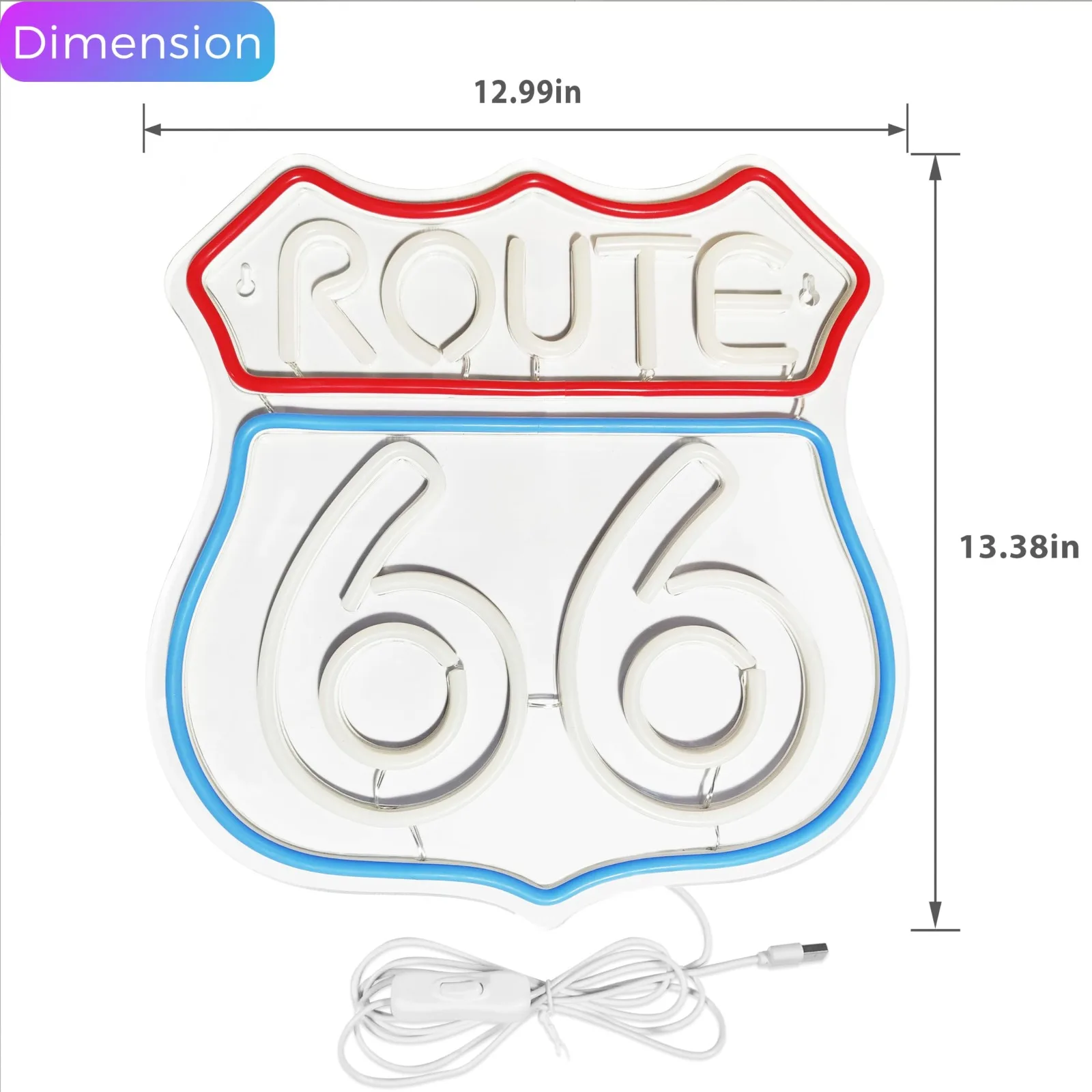 Route 66 Neon Sign  for Bedroom Wall Decor Blue Neon Light Game Room Wall Sign Party Light Club Neon Accessory