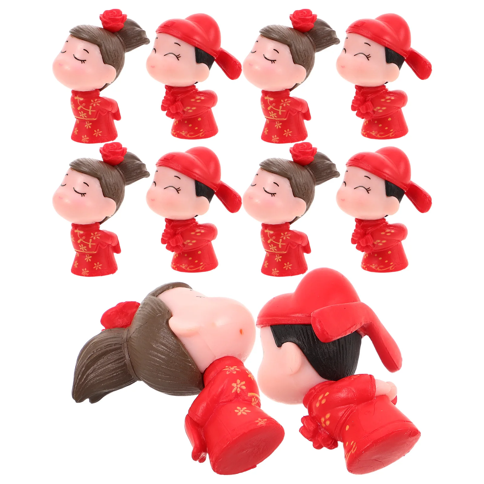

10pcs Mini Bride Groom Figurines Wedding Cake Topper For Table Centerpiece Decor Anniversary Party Photography Props Decoration