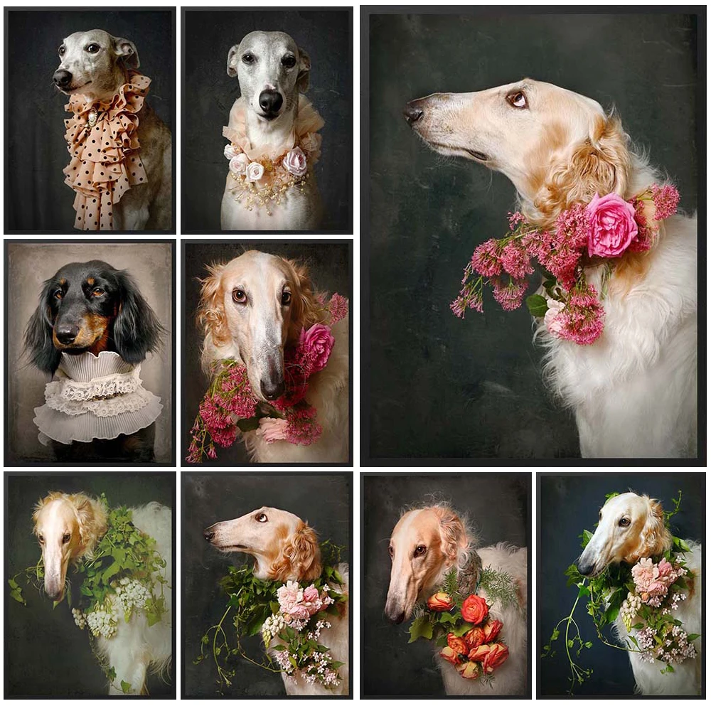 Dog Photo Animals Pet Photography Poster Wall Art Canvas Painting Posters Home Decor Wall Pictures For Living Room Unframed