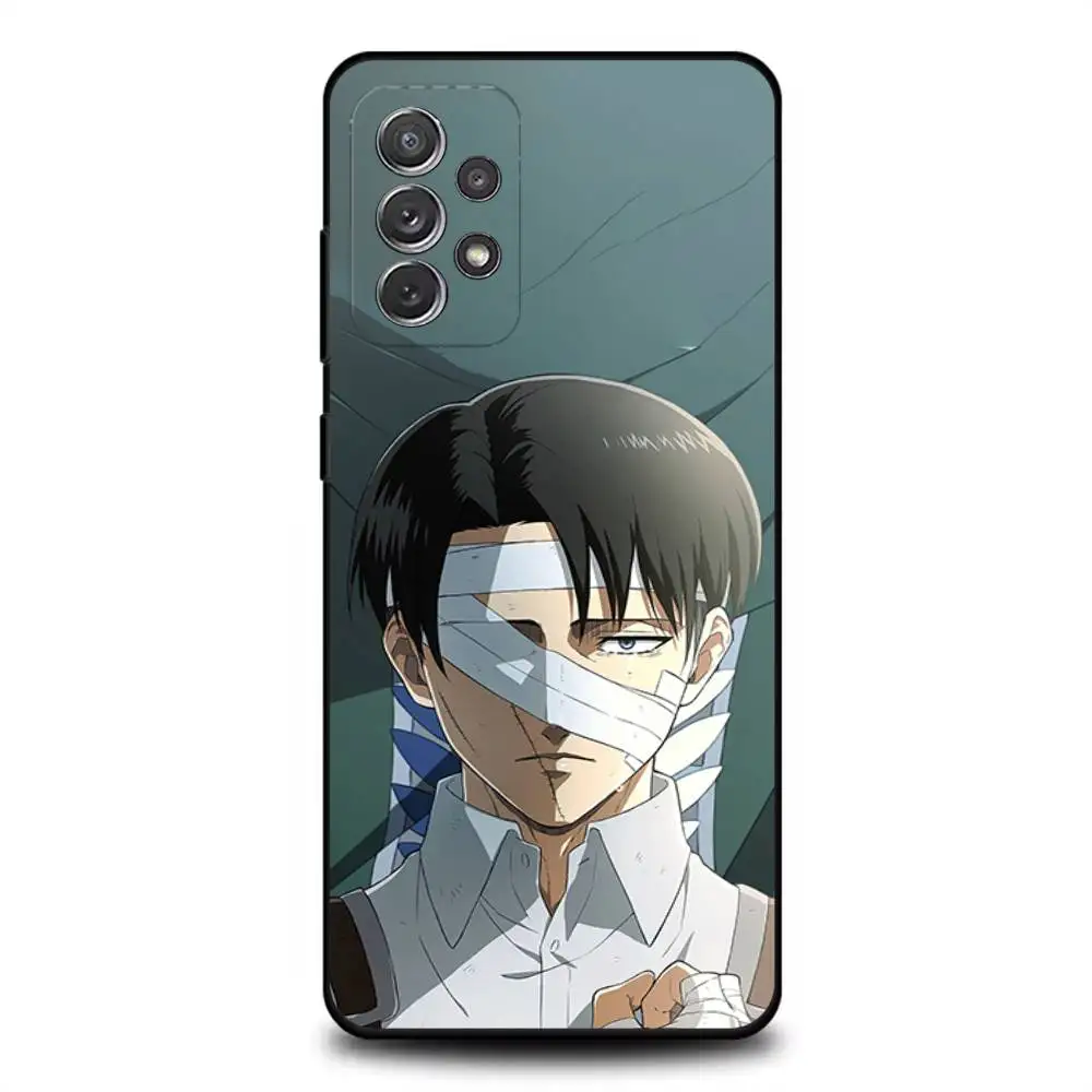 Funda de teléfono L-Levi A-Attack on Titan para Samsung S 25,24,23,22,30,21,10,9,Ultra,Plus,Lite,FE,4,5G, funda blanda negra