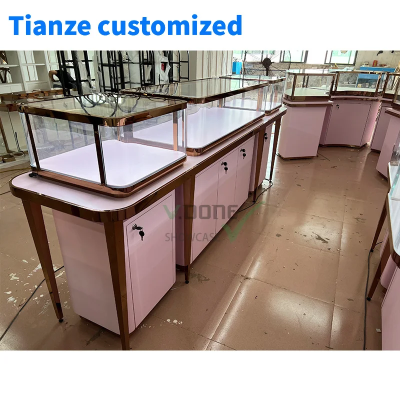 

[Customized]Factory Direct Sales Tempered Glass Jewelry Showcase LED Lighting Jewelry Store Display Counter Fixtures Jewelry Sho