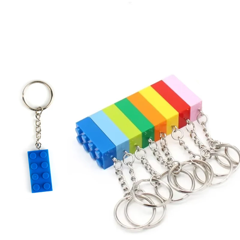 

10 шт./компл. красочные маленькие гранулы 2x4 брелок для ключей строительные блоки креативный брелок DIY подвесное кольцо MOC кирпичи тарелка игрушки подарок