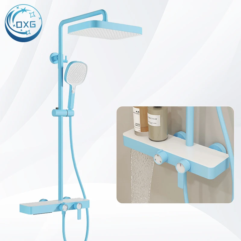 

Цветной латунный смеситель для ванной комнаты OXG, набор смесителей для душа с многофункциональной ручной распылительной насадкой, душевая система, набор для душа с дождевой насадкой