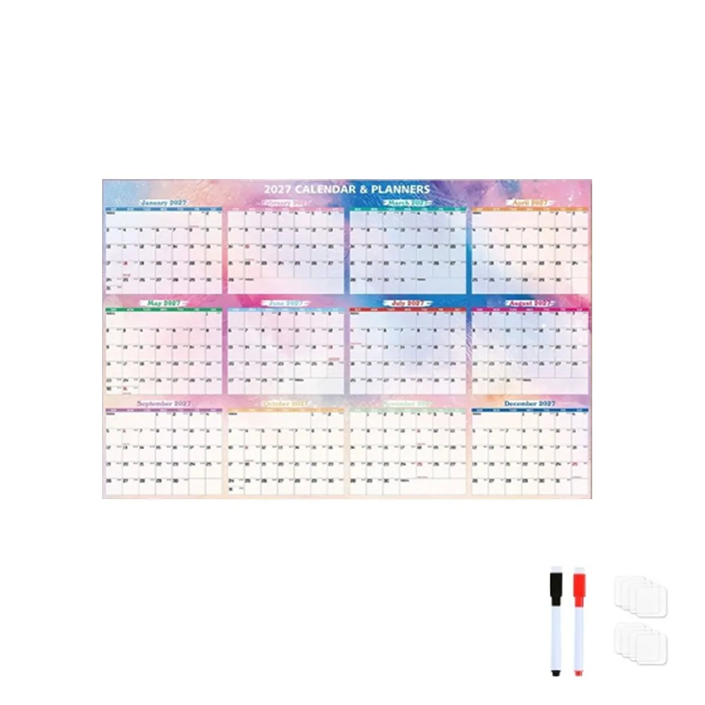 Large Size 2027 Wall Calendar Erasable Surface Foldable Calendar Planner Sheet To Do List Schedule Agenda Organizer