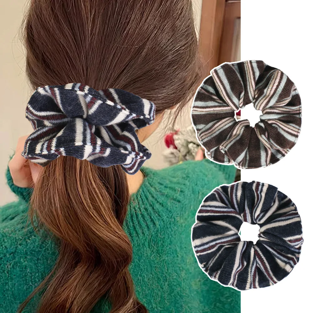 

Корейская повязка для волос Ins Premium Sense в радужную полоску с толстой кишкой, объемная атмосфера, вязаная шерстяная повязка на голову