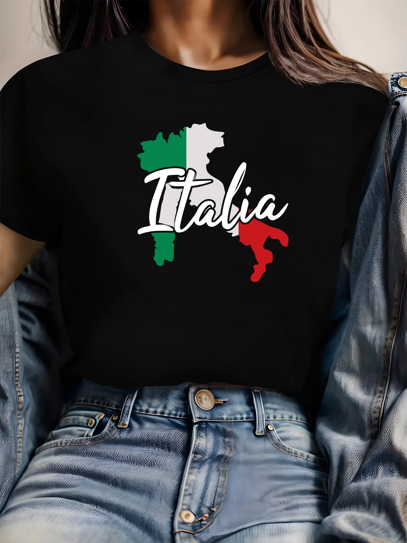 

Women's Italy Map Graphic Print T-Shirt Round Neck Short Sleeve Cotton Tees Retro Hip Hop Y2k T-shirt Summer Tops Women Clothing