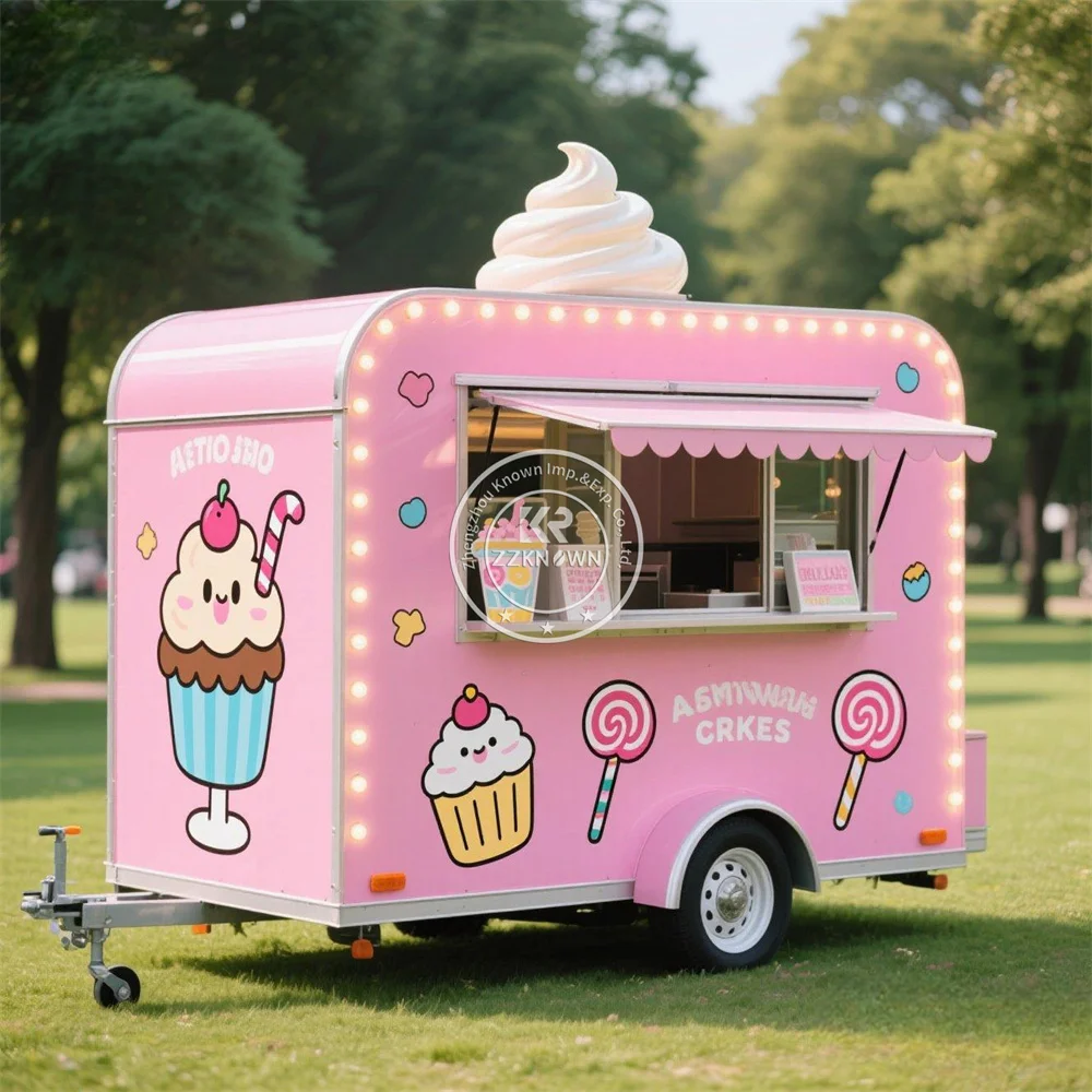 

Mobile Restaurant Fast Food Trailer Street Mobile Ice Cream Cart Custom Concession Hotdog Pizza Food Truck With Full Kitchen