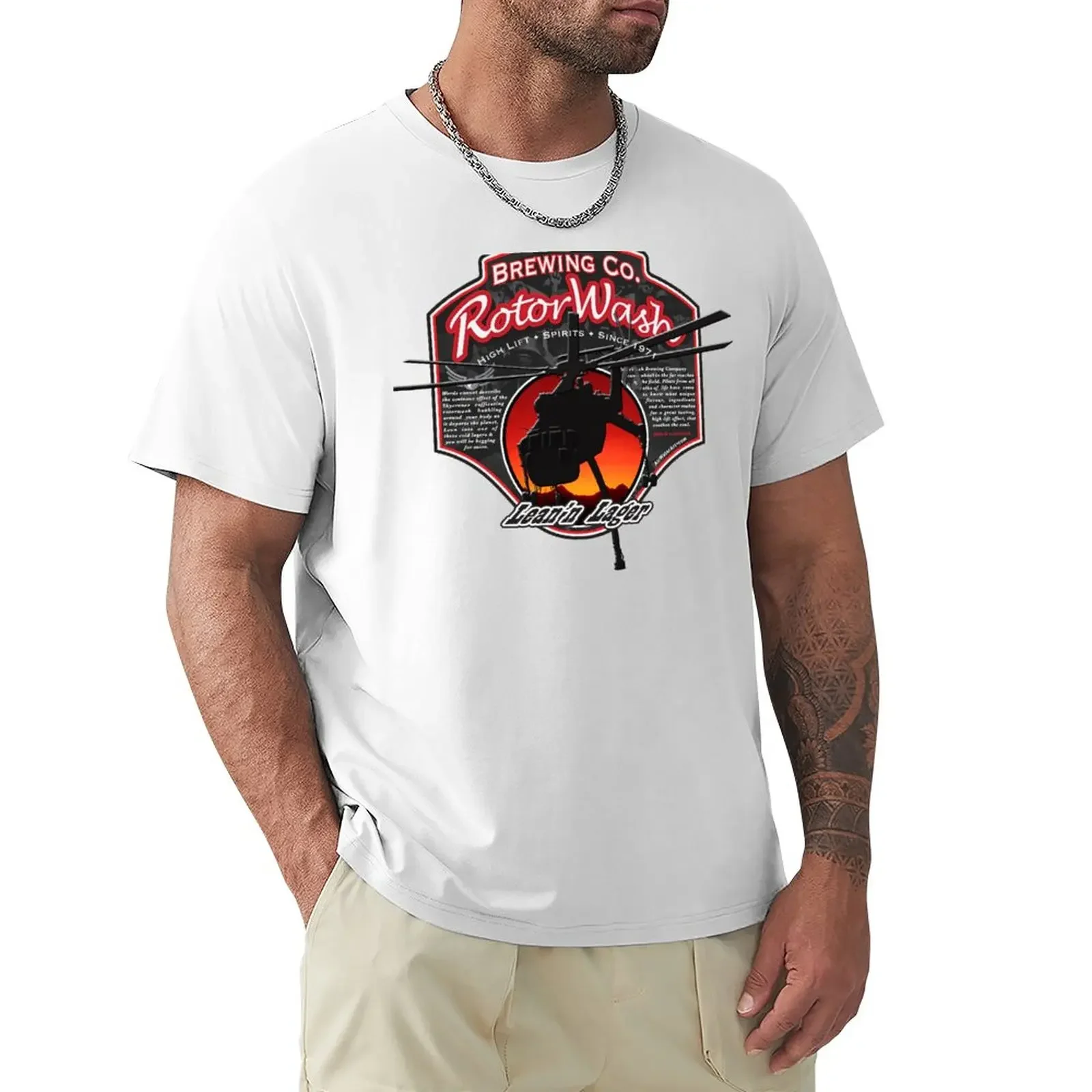 RotorWash Brewing Co. - Lean'n Lager Skycrane T-Shirt summer top graphics sports fans mens t shirt graphic