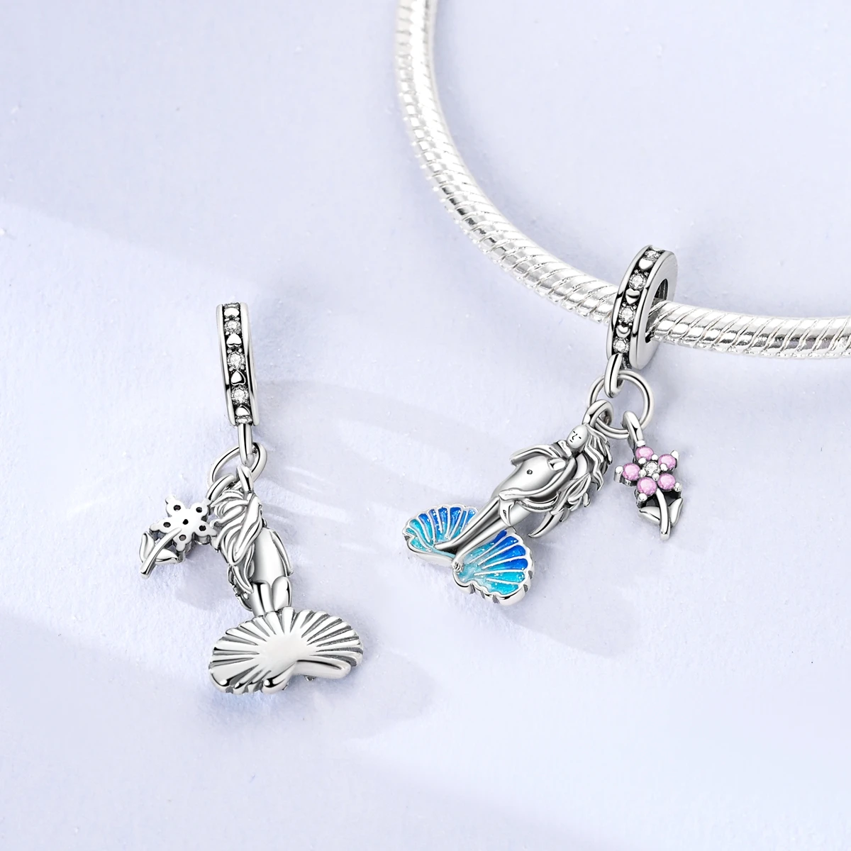 Silver Plated Beads Moon Evil Eye Luminous Firefly Charms Fit Original Bangle Bracelet Charm Pendants Fine Jewelry Gift
