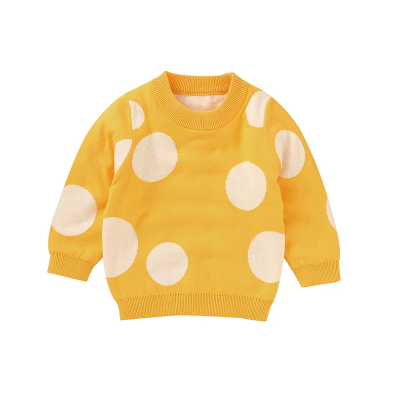 Polka Dots Long Sleeve Baby Girls Sweatshirt Knitwear Acrylic O-neck Infant Sweater Soft 0-24 Months Newborn Toddler Pullover