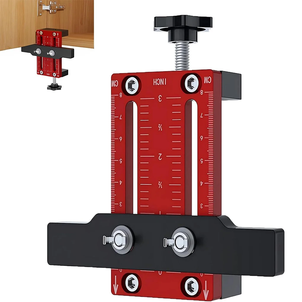 Cabinet Door Mounting Jig, with Support Arm&Clamp, Aluminum Alloy Body Tool for Installing Cabinets with Face Frame or Frameless