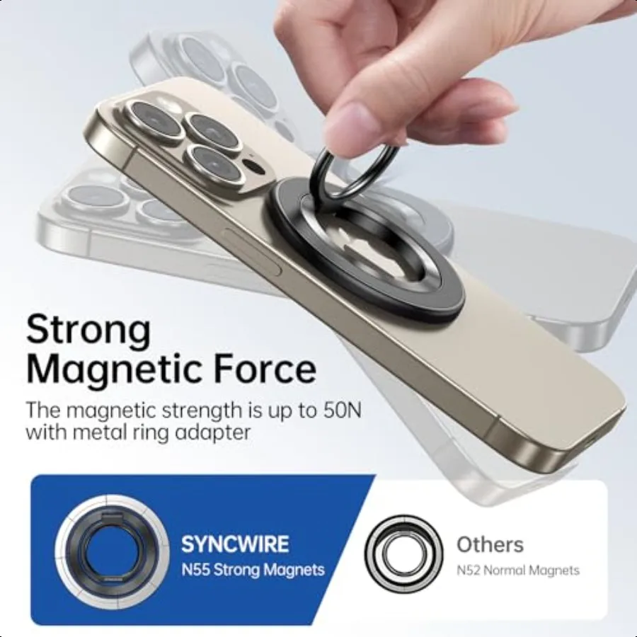 Upgraded Magnetic Phone Ring Holder for MagSafe Magnet Cell Phone Grip Stand Finger Ring Kickstand TwoSided Magnetic Compatible