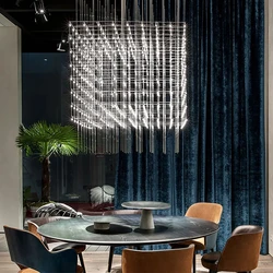 Modern Luxury Living Room Chandelier LED Large Hanging Chandelier For Dining Room Office Hotel Front Desk Cube Pendant Lamp