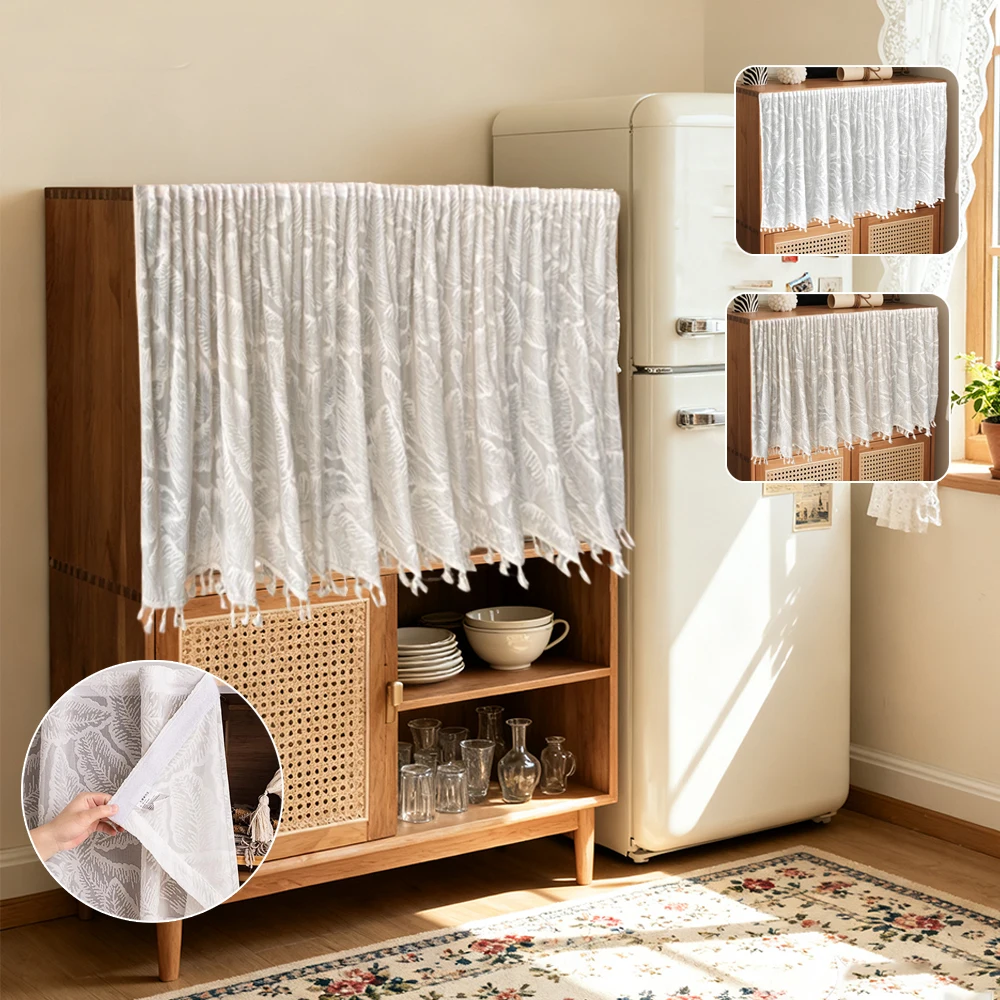 

French Lace Cabinet Curtain Patterned Hanging Tassel Partition Short Curtain for Home Storage Area Decorative Rideau Porte 방문커튼