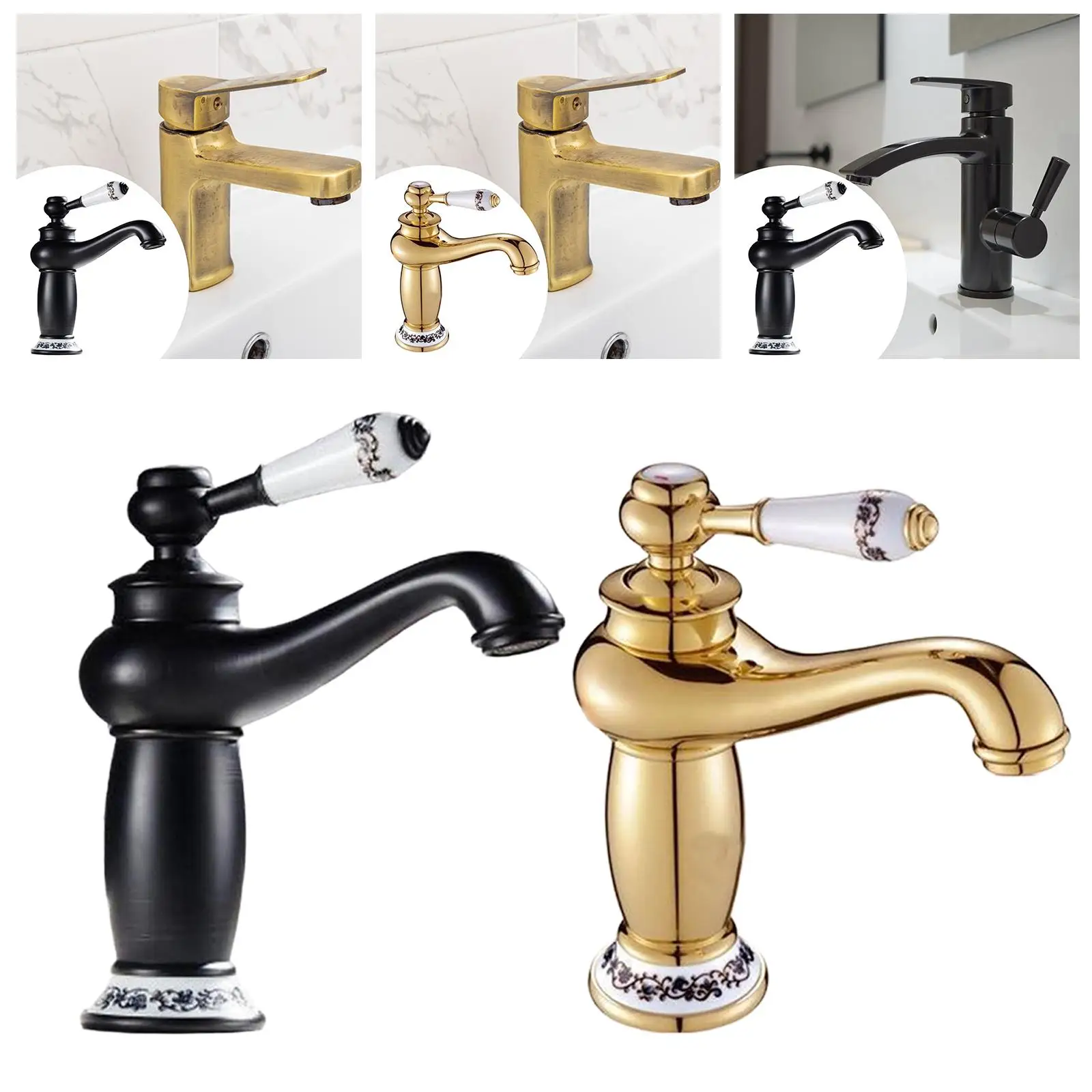 

Bathroom Sink Faucet Elegant Traditional Design Splashproof Ceramic Cartridge