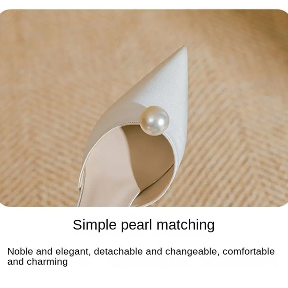 2pcs Women Wedding High Heel Shoe Decorations Pearl Decoration Clips Charm Buckle Big Pearl