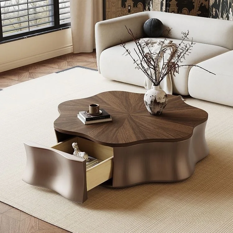 Italian Minimalist Uniquely Shaped New-style Petal-butterfly-inspired Solid Wood Multi-functional Coffee Table Living RoomNew