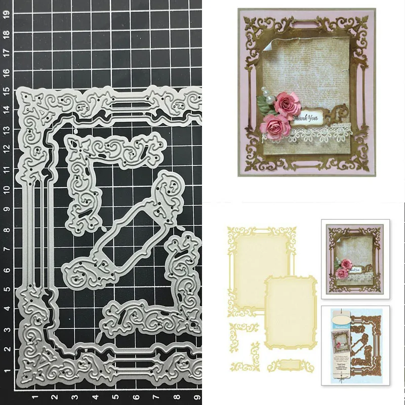 

Craft metal cutting dies cut die mold New Rectangle Lace Frame Scrapbook paper craft knife mould blade punch stencils dies